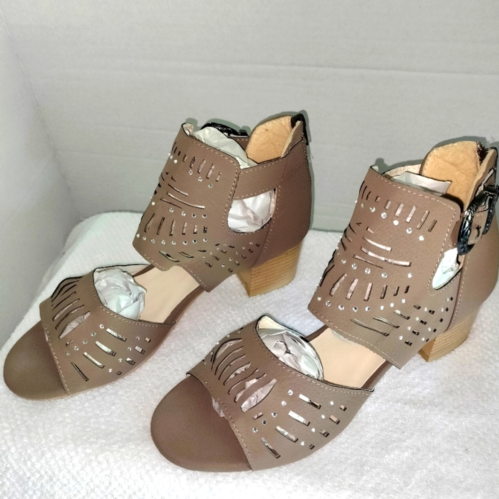FABIURT Women's Open Toe Tan Summer Sandal Sz 41/EU 10.5/US
